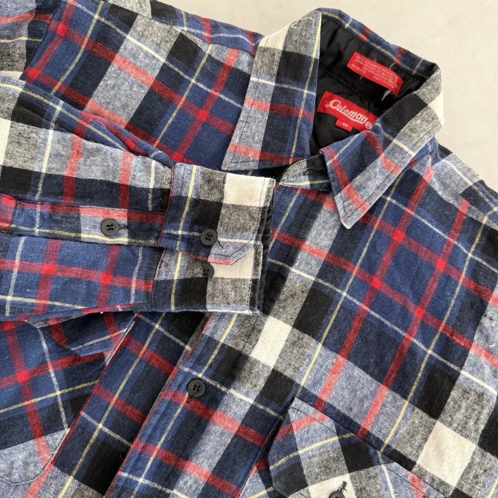 Coleman‎ Mens Red/White/Blue Plaid Shirt/Jacket Shacket Quilted Lining Size MED